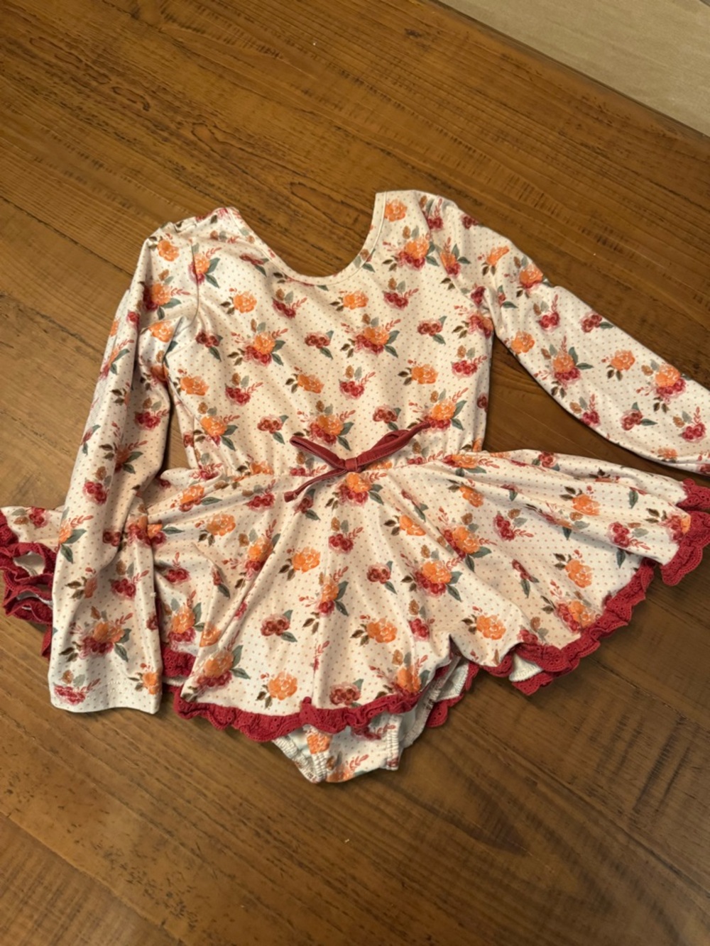 cheeky plum Floral Tutu Leotard in Cream, Rose, and Orange